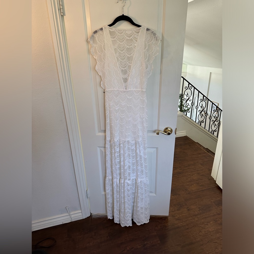 Nightcap Clothing white lace maxi